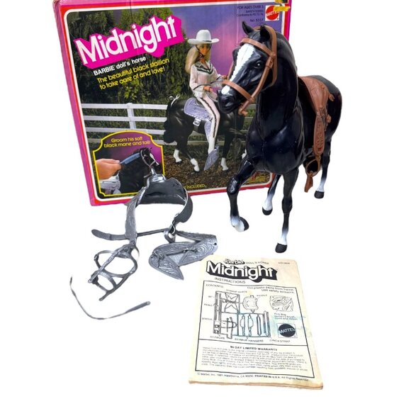 Vintage Midnight Barbie Horse Collectible Stallion Original Box Accessories READ - Picture 1 of 12